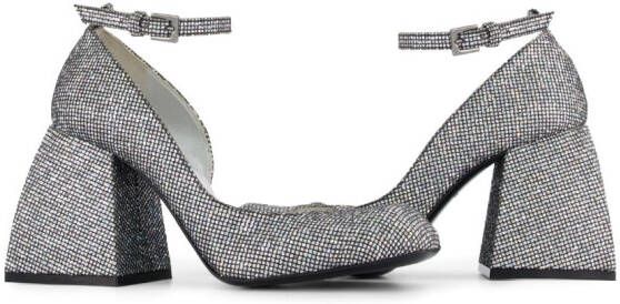 Nodaleto square-toe block-heel pumps Silver