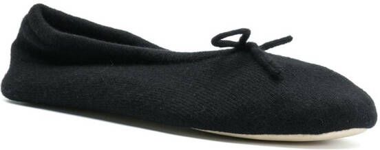 N.Peal bow tie slippers Black