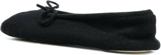 N.Peal bow tie slippers Black