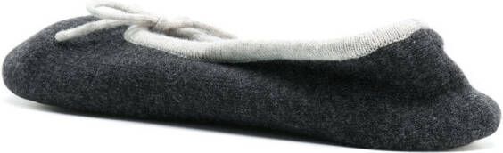 N.Peal bow tie slippers Grey