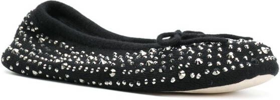 N.Peal jewelled slippers Black