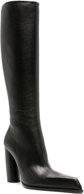 Off-White 110mm pointed knee-high leather boot Black
