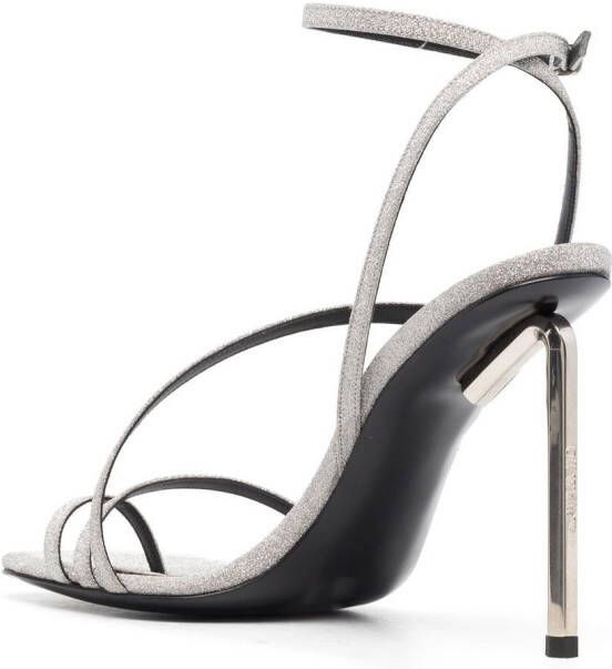 Off-White Allen glitter 110mm leather sandals Silver