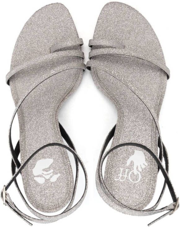 Off-White Allen glitter 110mm leather sandals Silver