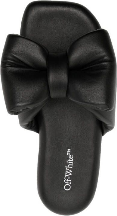 Off-White bow-detail padded slippers Black