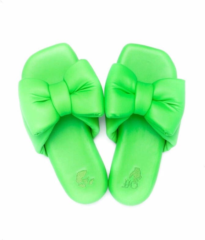 Off-White bow-detail slippers Green