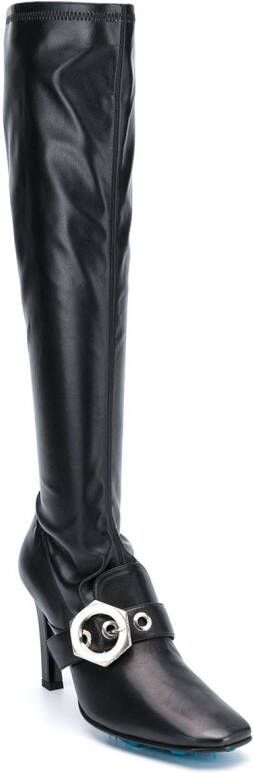 Off-White buckle-detail over-the-knee boots Black