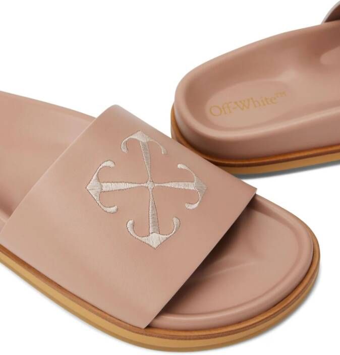 Off-White Cloud Arrow-embroidered leather slides Pink