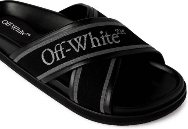 Off-White Cloud logo-strap crossover slides Black