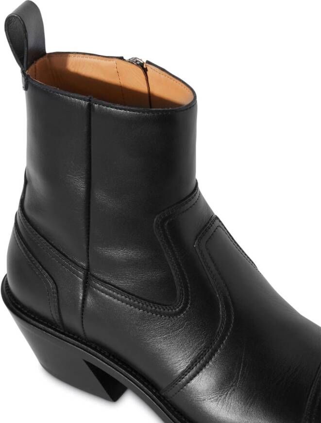 Off-White Cowboy leather ankle boots Black