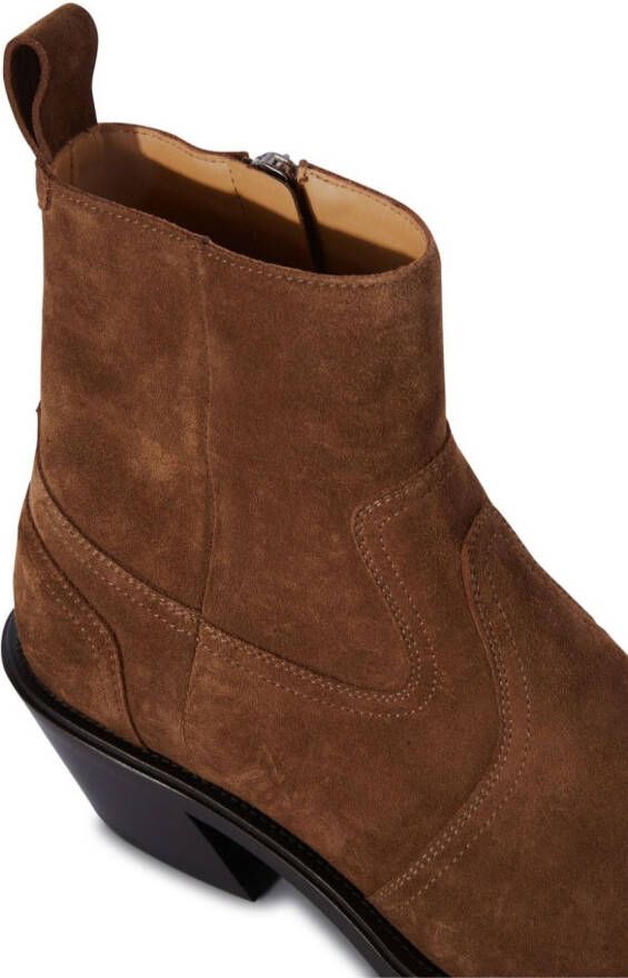 Off-White Cowboy suede ankle boots Brown