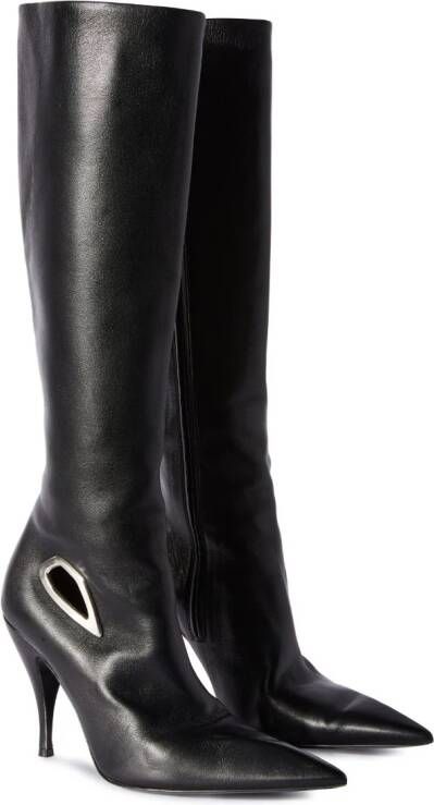 Off-White Crescent knee-high leather boots Black