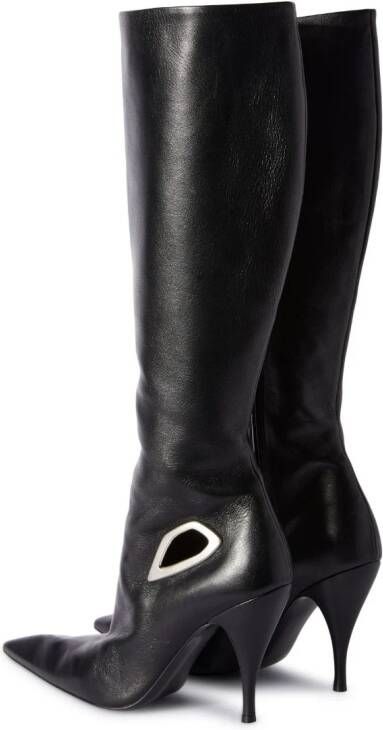 Off-White Crescent knee-high leather boots Black