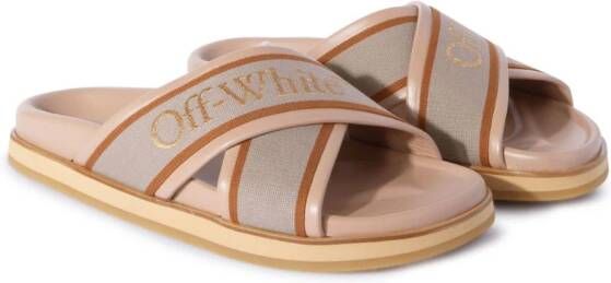 Off-White criss-cross leather slides Neutrals