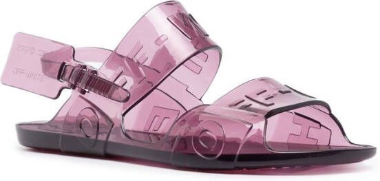Off-White debossed-logo slingback sandals Purple