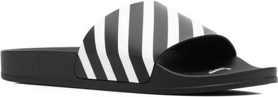Off-White Diag-stripe moulded slides Black