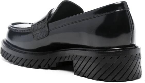 Off-White Diag-stripe leather loafers Black