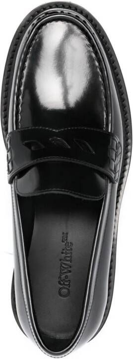 Off-White Diag-stripe leather loafers Black