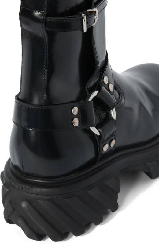 Off-White Exploration Motor leather ankle boots Black