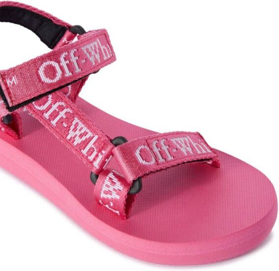 Off-White Kids Bookish-print touch-strap sandals Pink