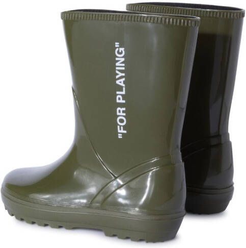 Off-White Kids For Playing rubber boots Green