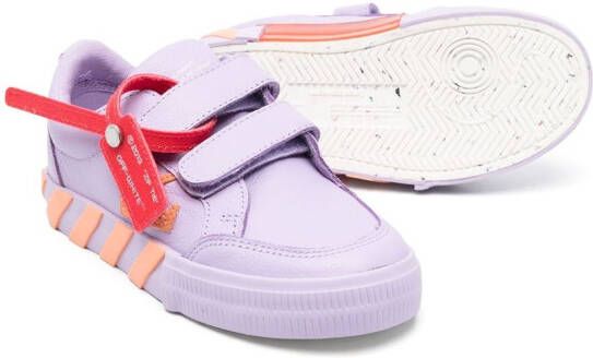 Off-White Kids touch-strap round-toe sneakers Purple