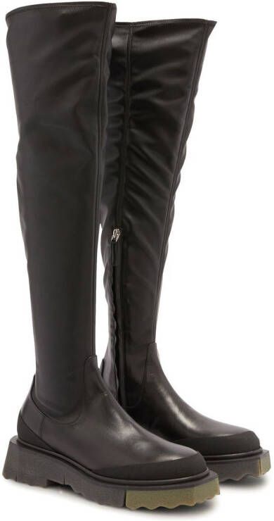 Off-White knee-length leather boots Black