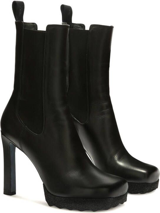 Off-White leather heeled boots Black
