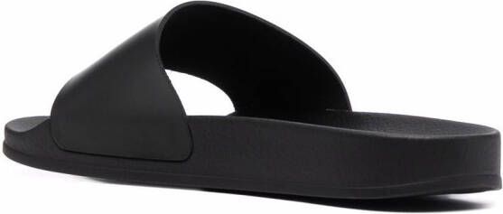 Off-White logo-print pool slides Black
