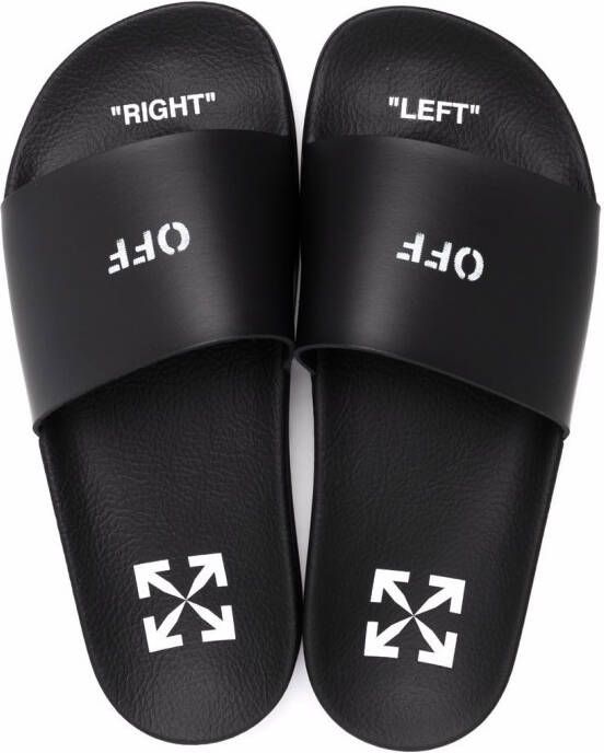 Off-White logo-print pool slides Black