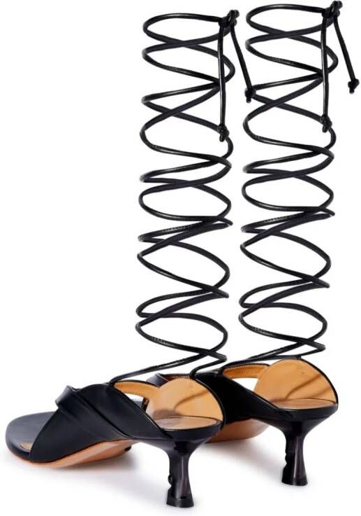 Off-White Lollipop lace-up leather sandals Black