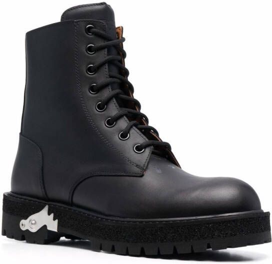 Off-White metallic-detail ankle boots Black