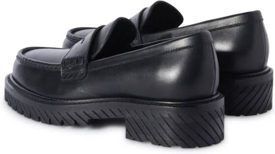 Off-White Military logo-debossed leather loafers Black