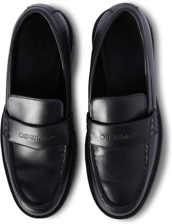 Off-White Military logo-debossed leather loafers Black