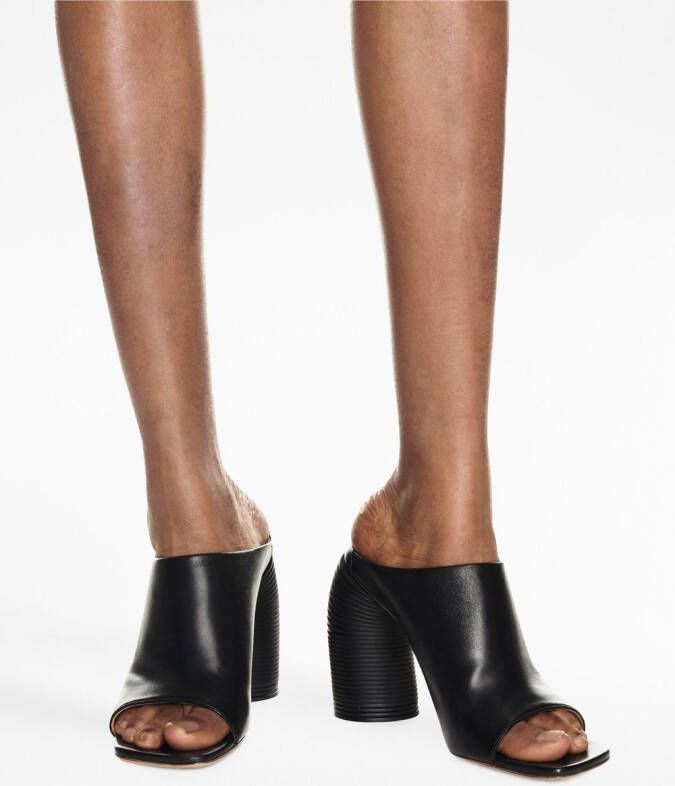 Off-White open-toe leather mules Black