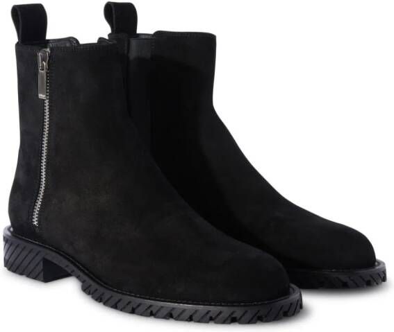 Off-White round-toe suede ankle boots Black