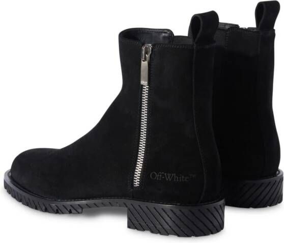 Off-White round-toe suede ankle boots Black