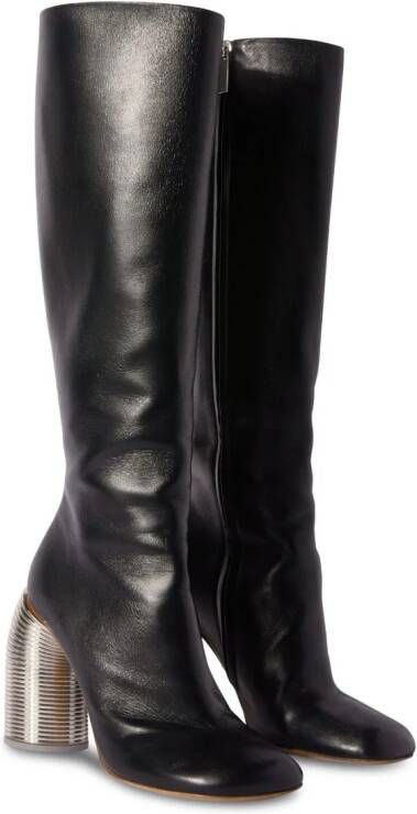 Off-White Silver Spring knee-high leather boots Black