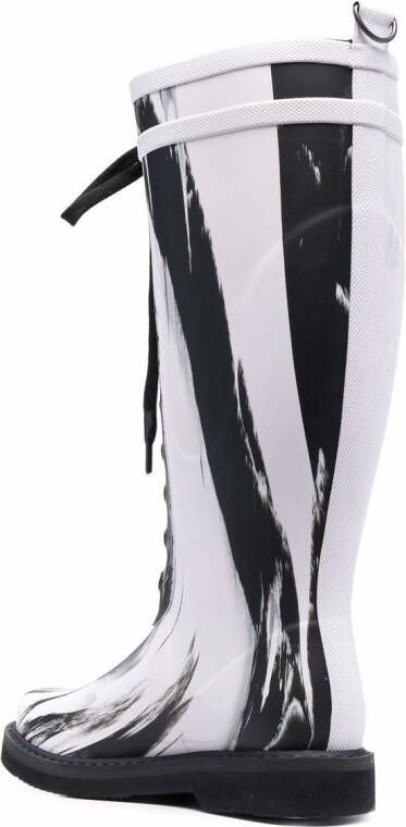 Off-White slogan-print metallic rubber boots