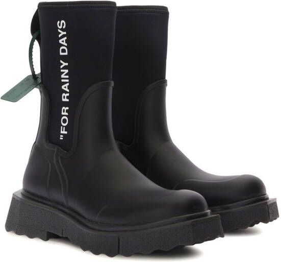 Off-White Sponge logo-print rain boots Black