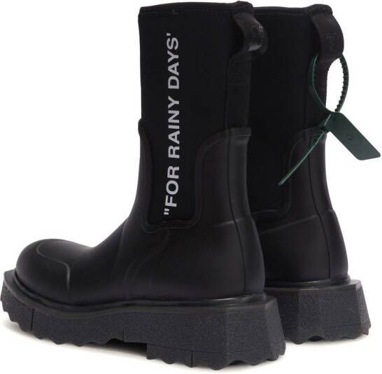 Off-White Sponge logo-print rain boots Black
