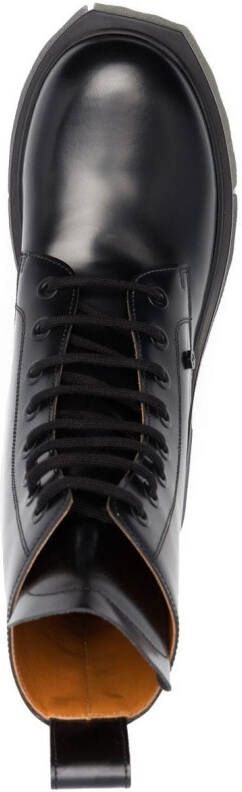 Off-White sponge-sole leather combat boots Black