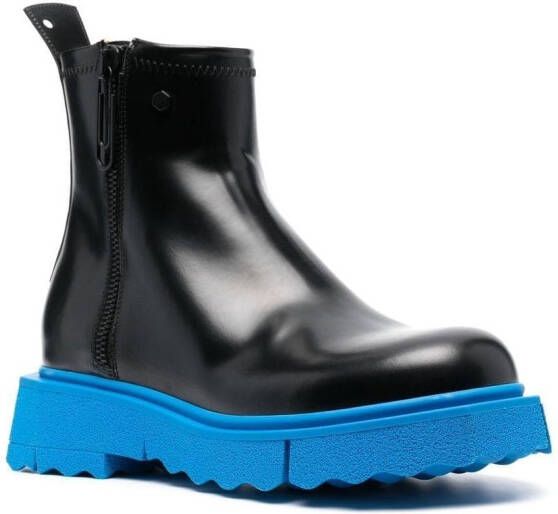 Off-White sponge sole zip-fastening ankle boots BLACK BLUE