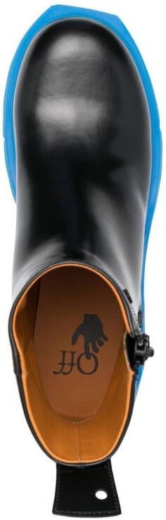 Off-White sponge sole zip-fastening ankle boots BLACK BLUE