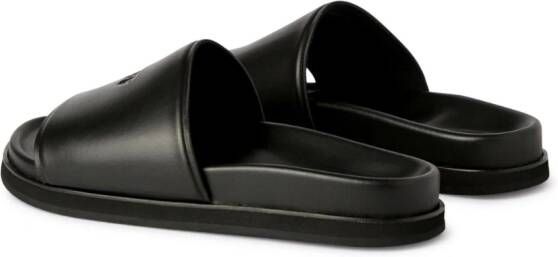Off-White Cloud Stamp leather sliders Black