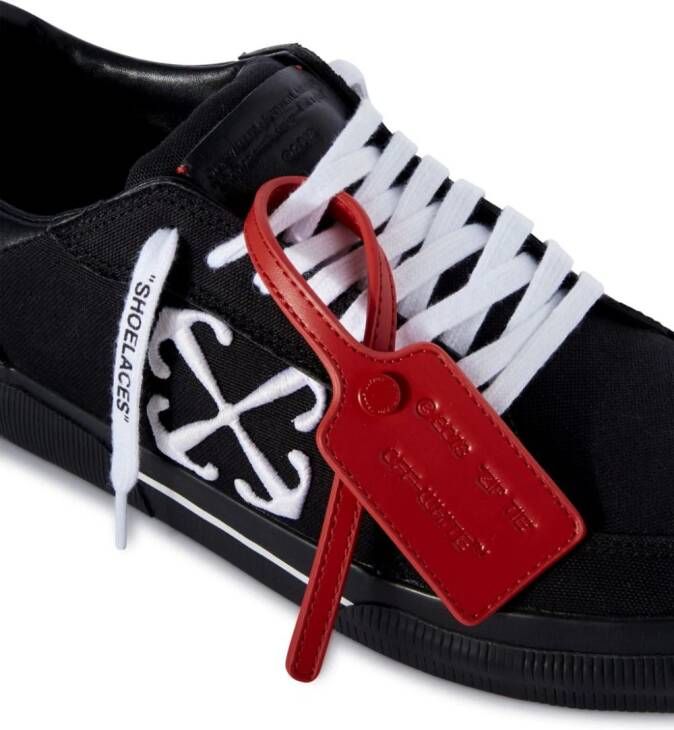 Off-White Vulcanized contrasting-tag canvas sneakers Black