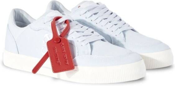 Off-White Vulcanized contrasting-tag canvas sneakers Blue