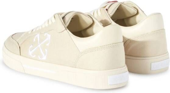 Off-White Vulcanized contrasting-tag canvas sneakers Neutrals