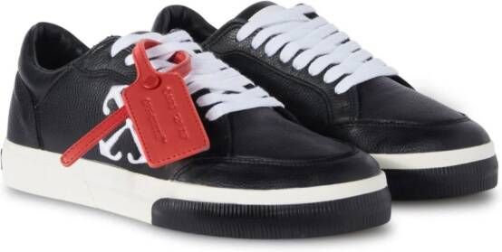 Off-White Vulcanized contrasting-tag leather sneakers Black
