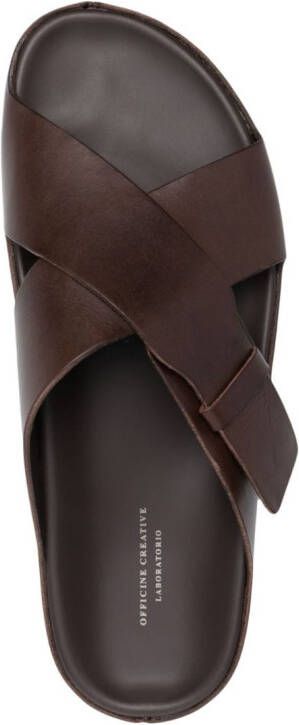 Officine Creative Agora crossed-strap leather slides Brown
